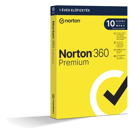 SW_Norton_360_Premium_-_21416702_-_75GB_HU_1_felhasznalo_10_eszkoz1_ev_dobozos-i701650.jpg Norton 360 Premium 75GB HUN 1 Felhasználó 10 gép 1 éves dobozos vírusirtó szoftver - Image 1