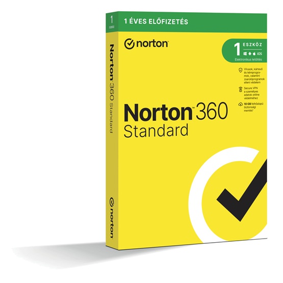 SW Norton 360 Standard - 21416707 - 10GB HU 1 felhasználó, 1 eszköz/1 év, dobozos