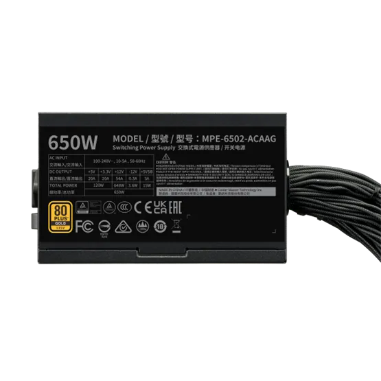 TÁP Cooler Master 650W - MWE Gold 650 V3 NM - MPE-6502-ACAAG-3BEU - 80+ Gold - ATX 12V Ver. 2.41 - Fekete Tápegység - Image 4