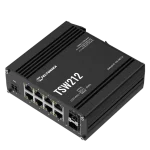 Teltonika 10 portos ipari switch, 8xRJ45, 2xSFP foglalat