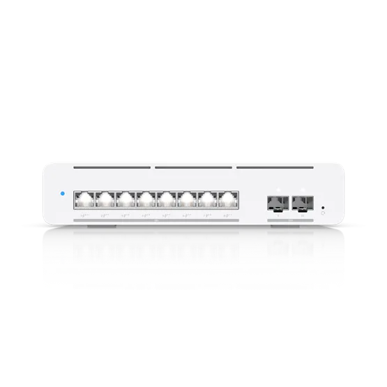 Ubiquiti Pro XG 8 PoE switch, kompakt asztali/fali, 8 port, L3 Etherlighting™ PoE++, 8x 10 GbE, 2x 10G SFP+ port - Image 3