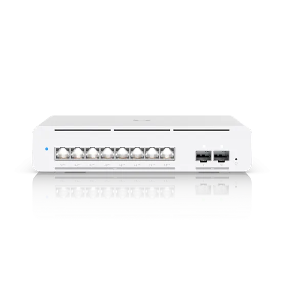 Ubiquiti Pro XG 8 PoE switch, kompakt asztali/fali, 8 port, L3 Etherlighting™ PoE++, 8x 10 GbE, 2x 10G SFP+ port - Image 2