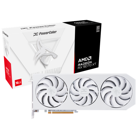 VGA PowerColor AMD RX 9070 XT Hellhound Spectral White 16GB GDDR6 - RX9070XT 16G-L/OC/WHITE - Image 1