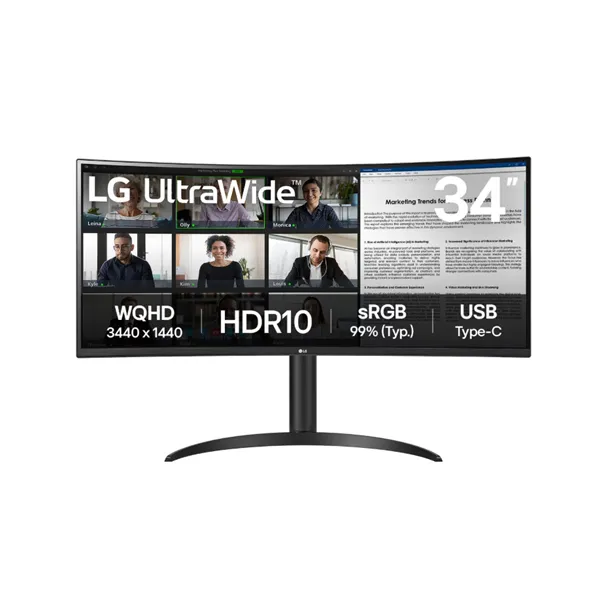 LG 34" 34WR55QK-B ívelt UltraWide™ 21:9 WQHD monitor