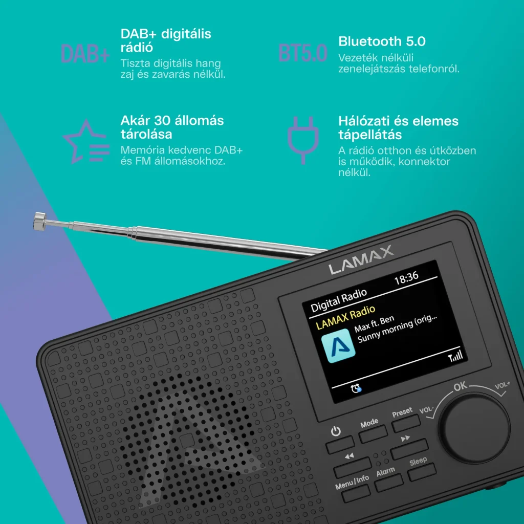 LAMAX RadioVox1 DAB Bluetooth Rádió - Image 2