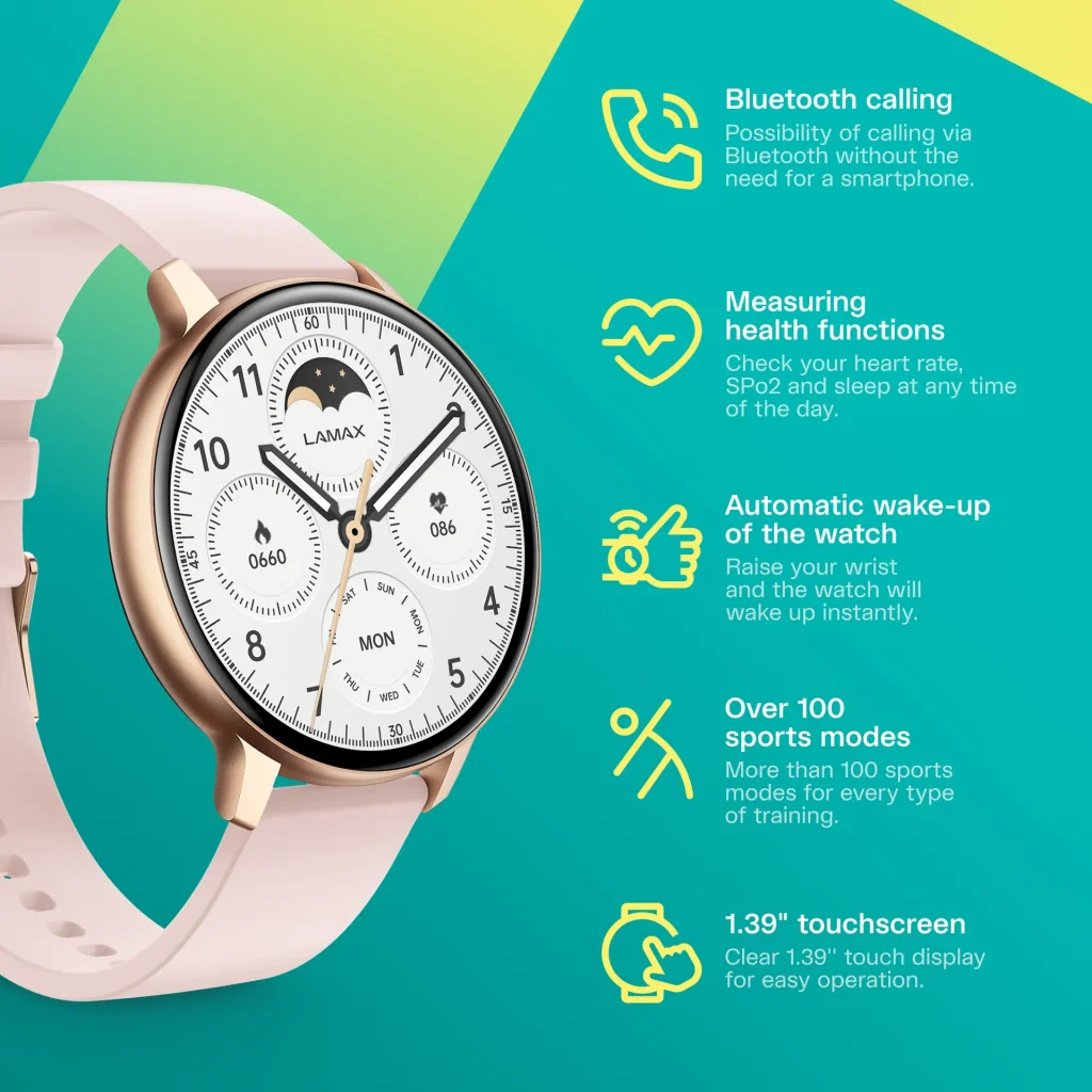 LAMAX Aura Rose Gold Okosóra rózsaszín - Image 4