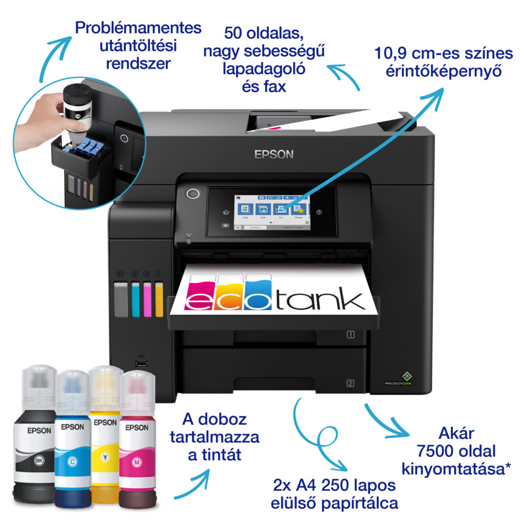 Epson EcoTank L6550 színes tintasugaras A4 MFP, DADF, duplex, LAN, WIFI, FAX - Image 2