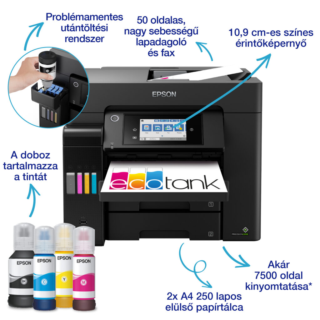 Epson EcoTank L6570 színes tintasugaras A4 MFP, DADF, duplex, LAN, WIFI, FAX - Image 2