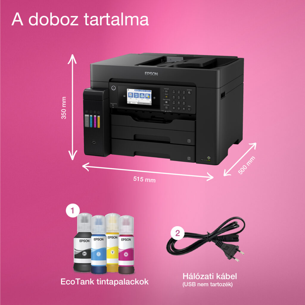 A18460-productpicture-hires-hu-HU-EcoTank_L15150_06_Dimensions_and_contents_EU_2000x2000px.jpg Epson L15150 színes A3+ tintasugaras 4in1 MFP, duplex, DADF, Ethernet, WIFI - Image 4