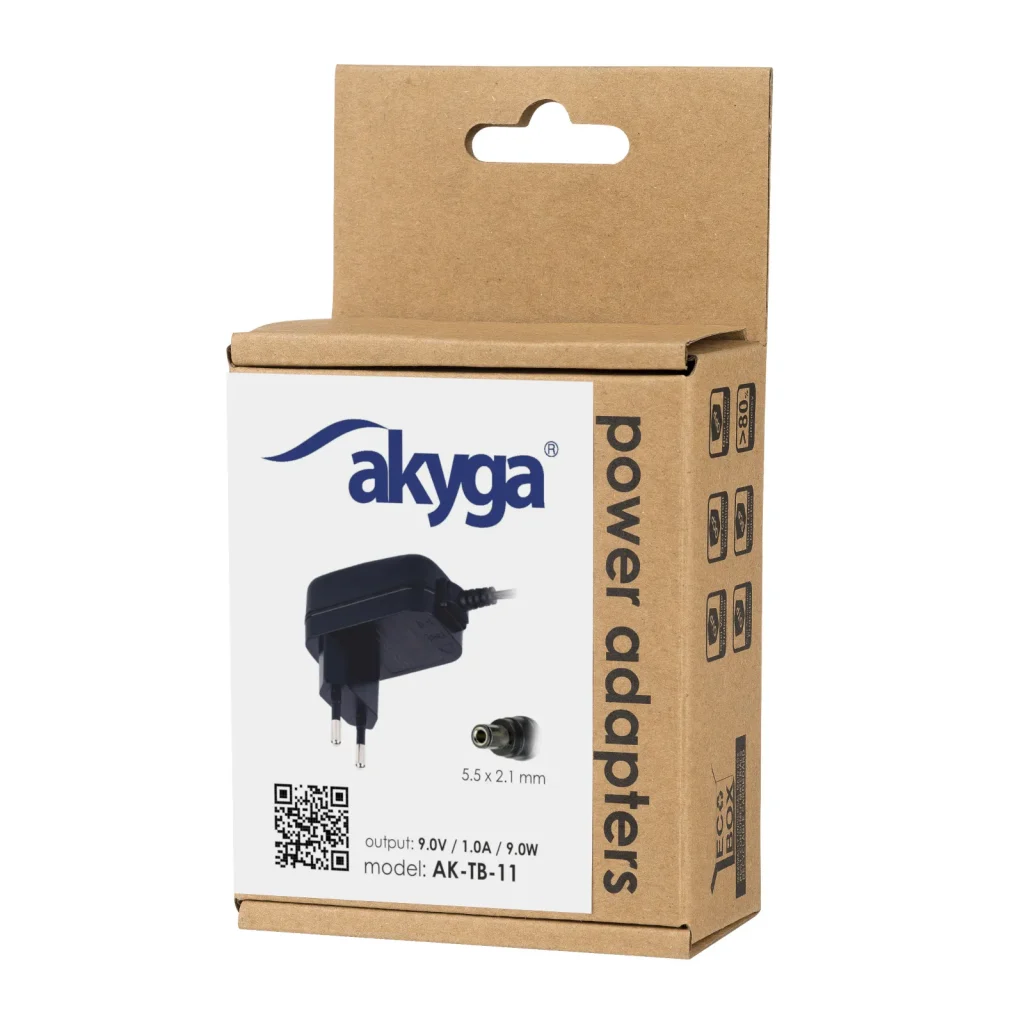 Akyga 9V / 1A 9W 5.5x2.1mm töltő adapter - AK-TB-11 - Image 2