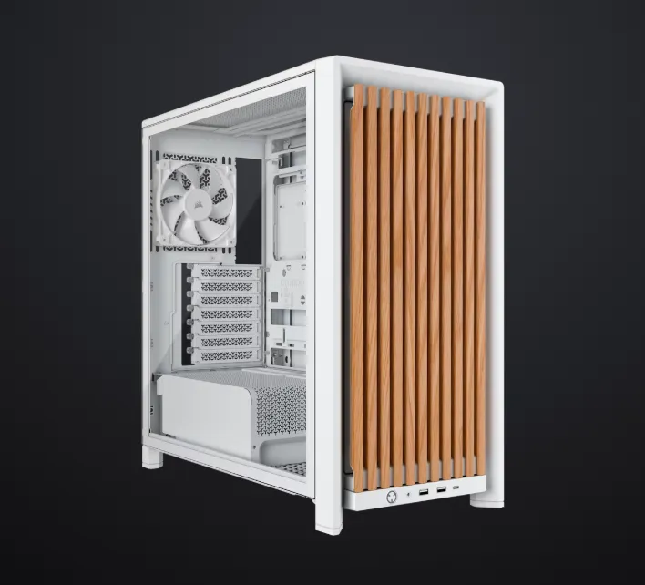 Corsair FRAME 4000D RS Wood Mid-Tower ATX ház, fehér/tölgy