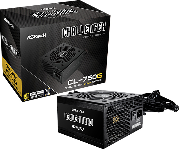 ASRock Challenger CL-750G 750W 80 PLUS GOLD tápegység, fekete