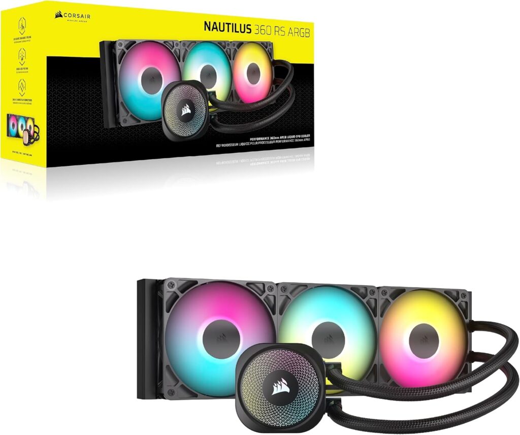 CORSAIR NAUTILUS 360 ARGB, 360mm Radiator, Liquid CPU Cooler - Image 2