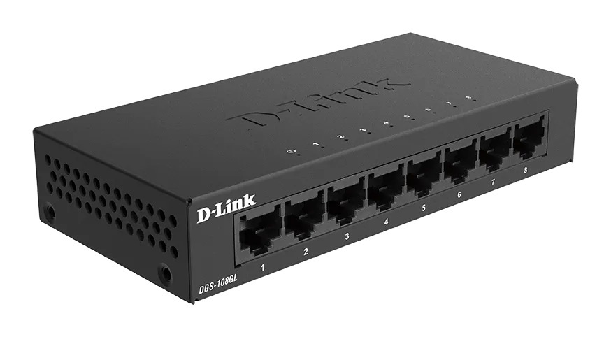 D-link 8-Port Gigabit Ethernet Metal Housing Unmanaged Light Switch without IGMP