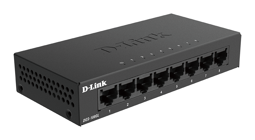 D-LINK Switch 8x1000Mbps Fémházas Asztali, DGS-108GL/E