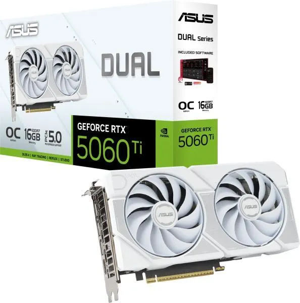ASUS NVIDIA RTX 5060 Ti 16GB GDDR7 videokártya, fehér - DUAL-RTX5060TI-O16G-WHIT