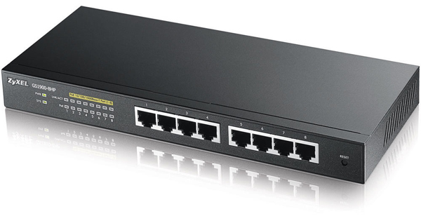 GS1920-8HPv2.jpg 10 Port Smart Managed Switch 8x Gigabit Copper and 2x Gigabit dual pers., - Image 1