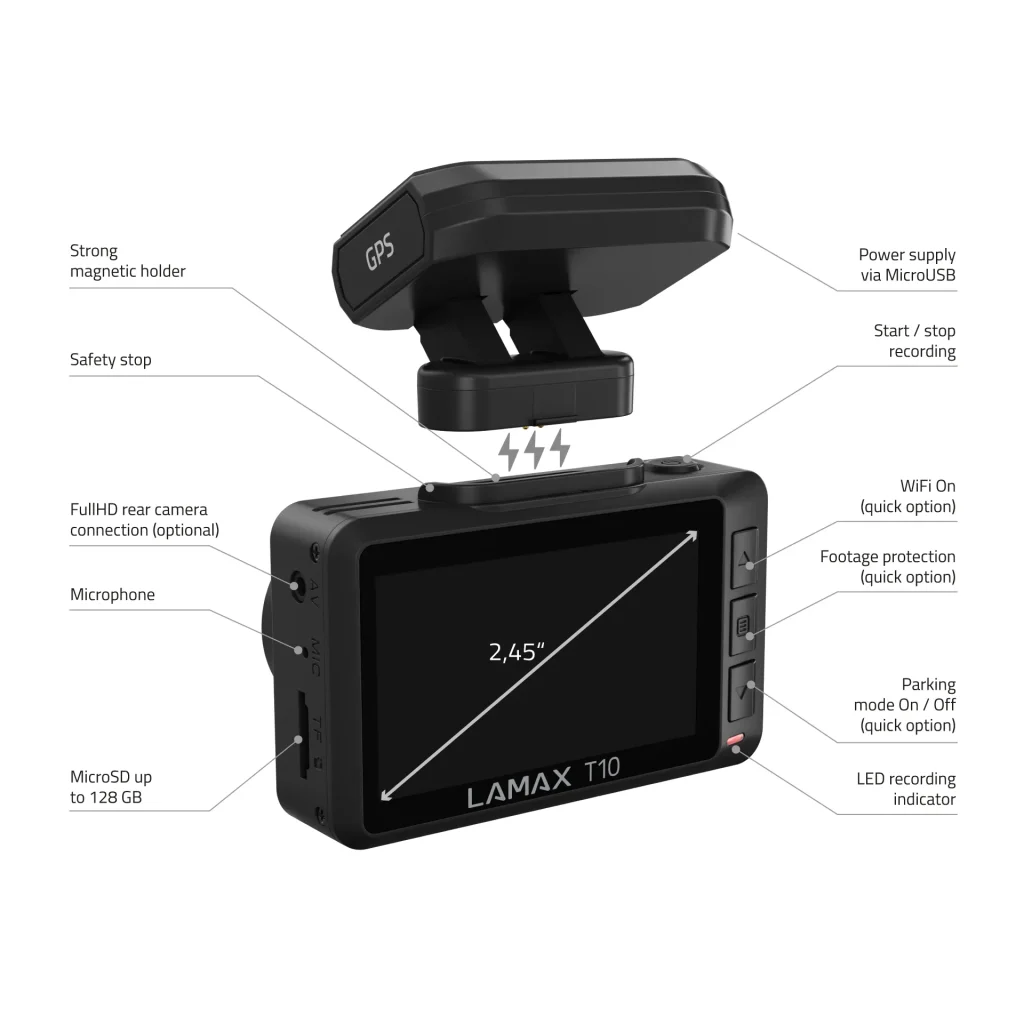 LAMAX T10 4K GPS menetrögzítő autós kamera - Image 3