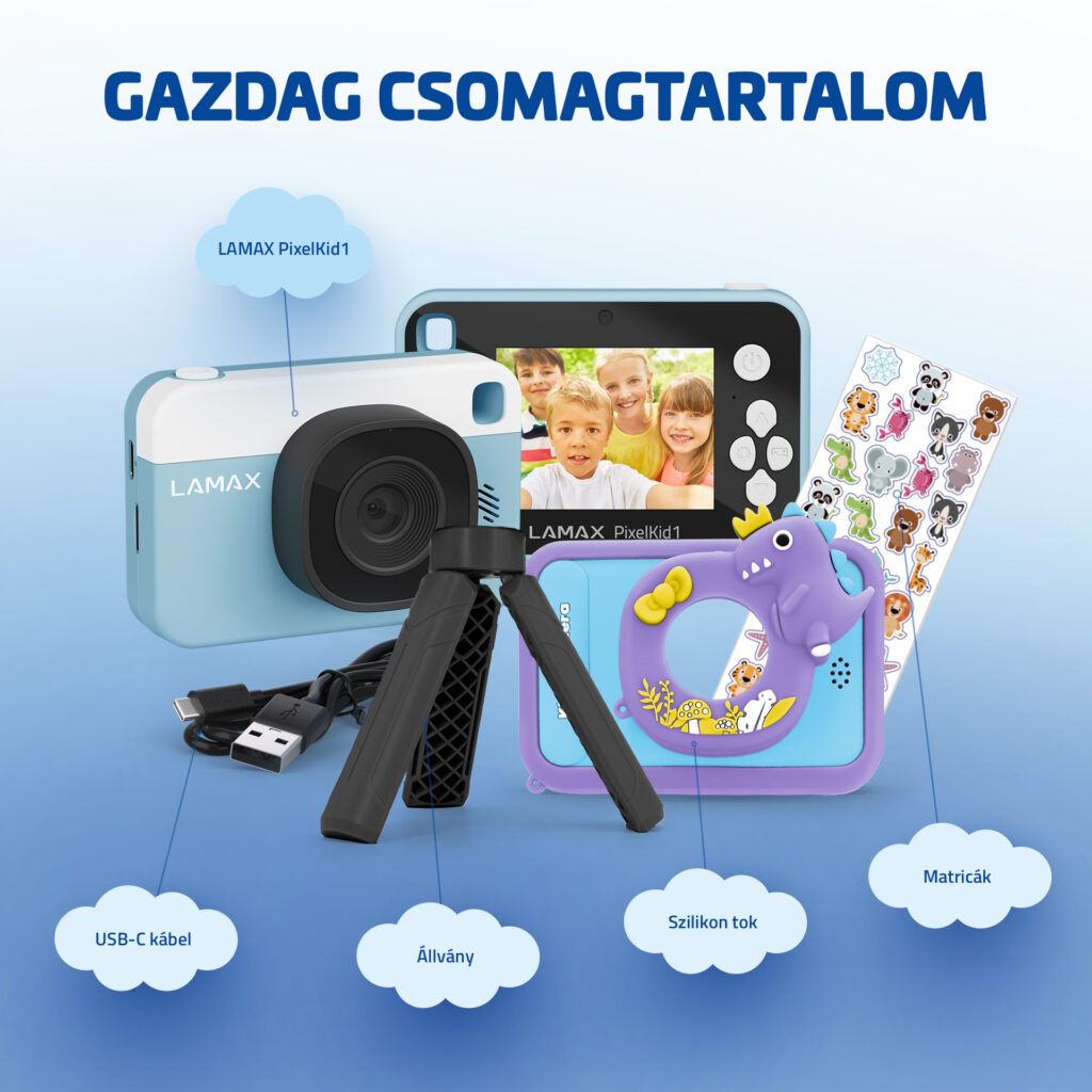 LAMAX PixelKid1 Gyermek fényképezőgép 8Mpx Kék - Image 3
