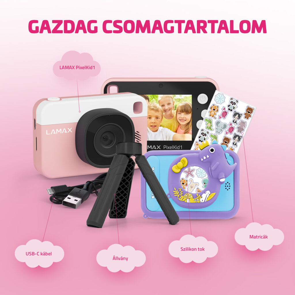 LAMAX PixelKid1 Pink Gyermek fényképezőgép 8Mpx Kék - Image 3