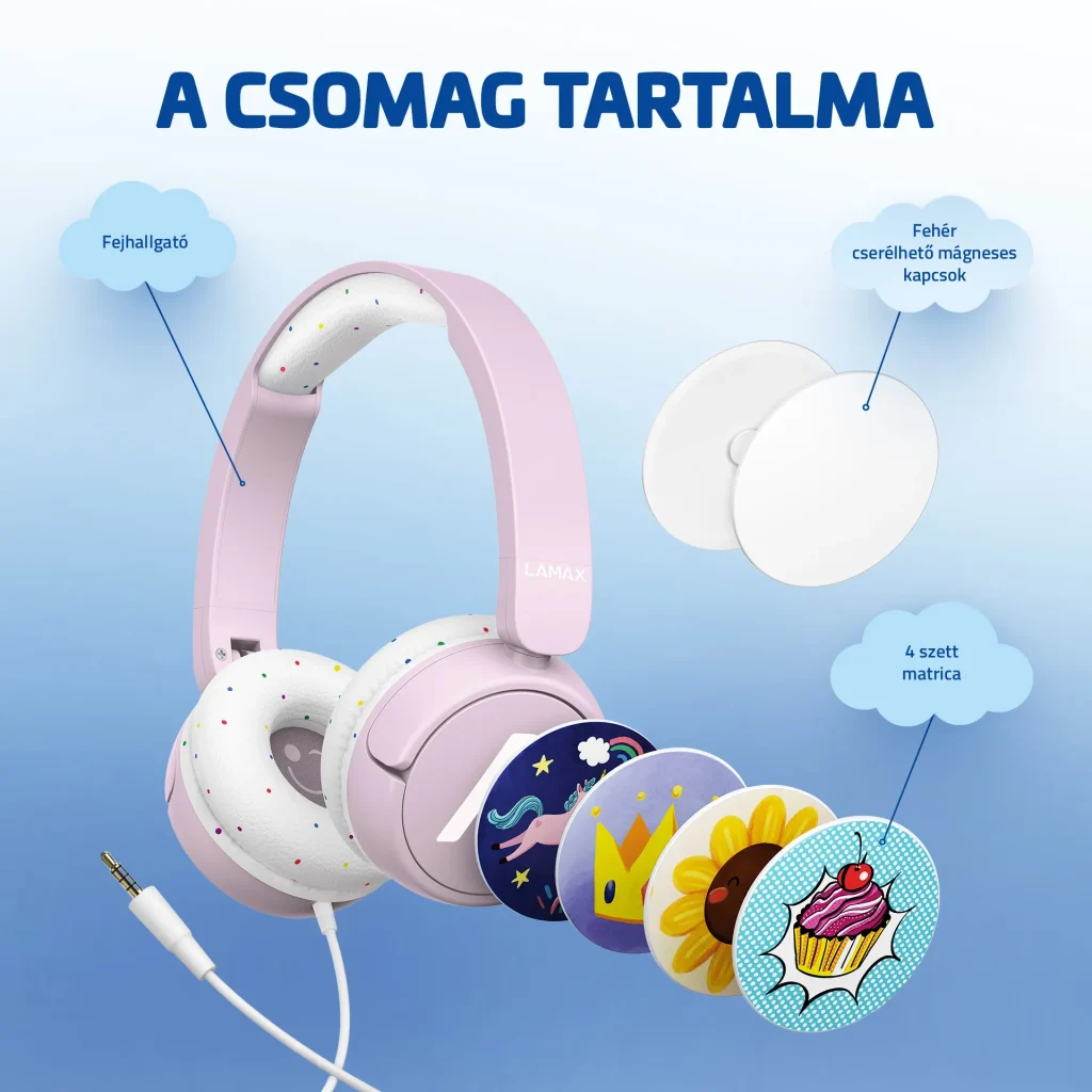 LAMAX SoundKid1 pink Vezetékes gyerek fejhallgató rózsaszín - Image 3