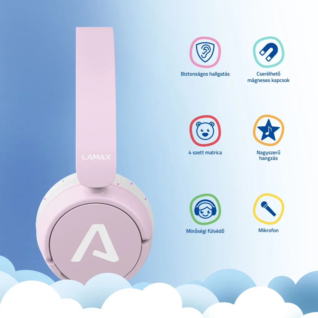 LAMAX SoundKid1 pink Vezetékes gyerek fejhallgató rózsaszín - Image 4