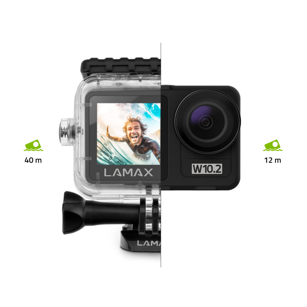 LAMAX W10.2 akciókamera, True 4K/60fps, 64MP, 2" és 1.4" kijelző, vízálló tok, W - Image 4