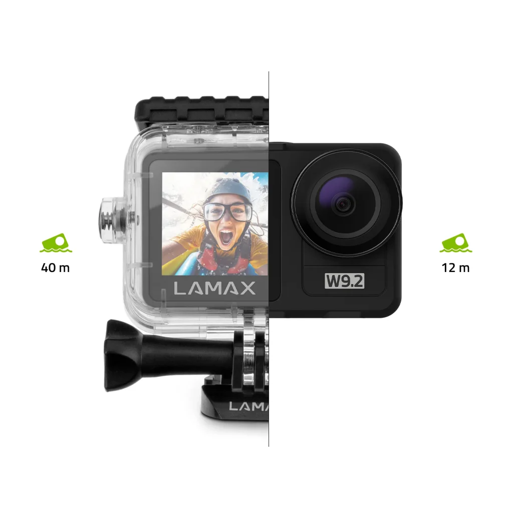 LAMAX W9.2 akciókamera, 4K/30fps, FullHD/120fps, 20MP, 2" és 1.4" kijelző, vízál - Image 3