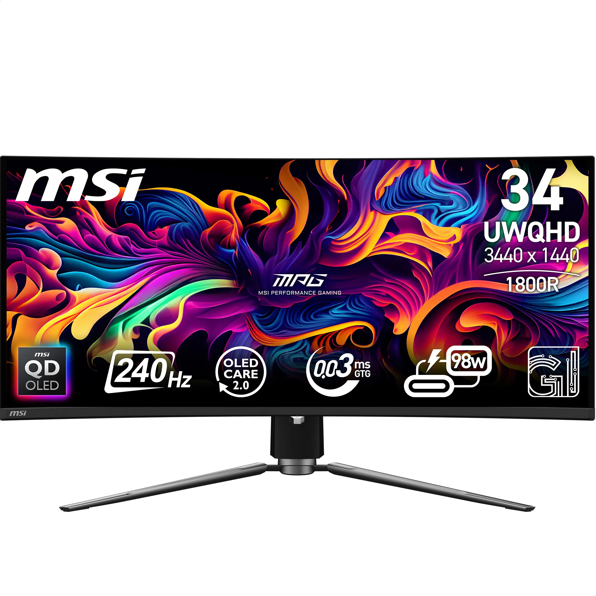 MSI MPG 341CQPX QD-OLED – 34" UWQHD 240Hz ívelt QD-OLED gaming monitor