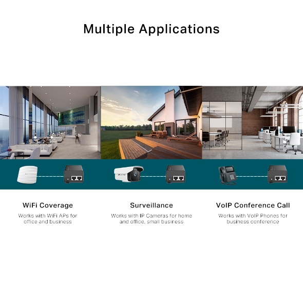 POE160S_2.jpg TP-Link PoE Injector adapter - POE160S (30W, af/at PoE+; 1000Mbps, Max 100m) - Image 2