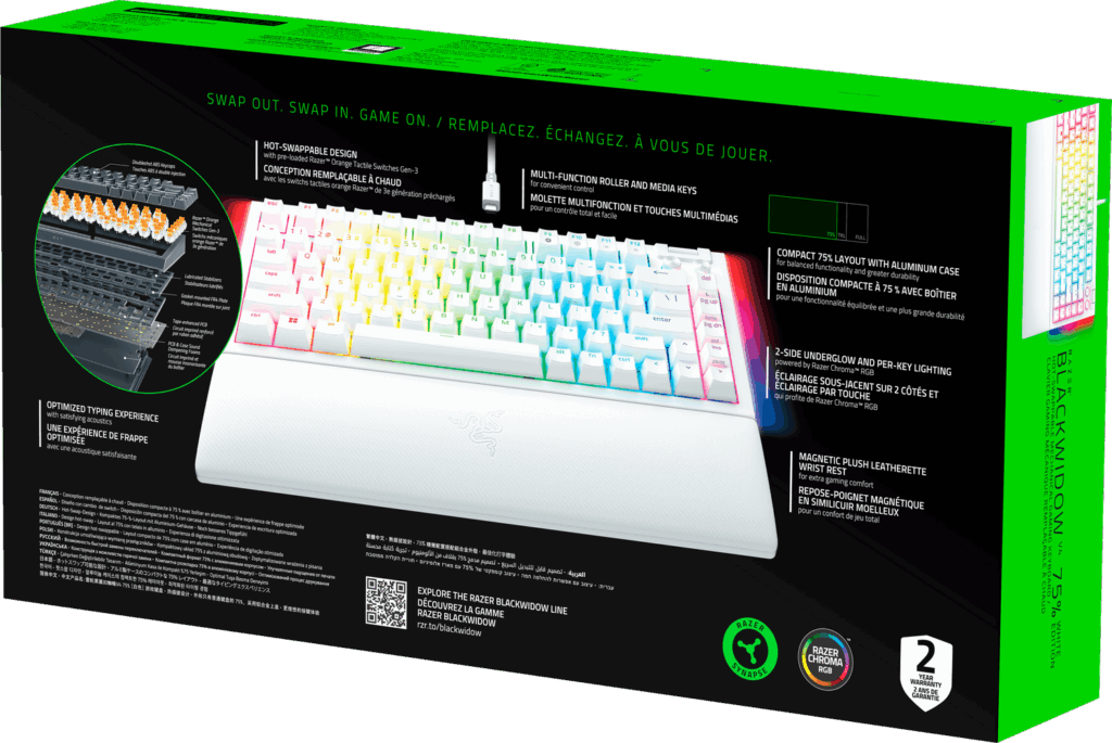 Razer BlackWidow V4 75% - White Ed. - US Layout - Image 2