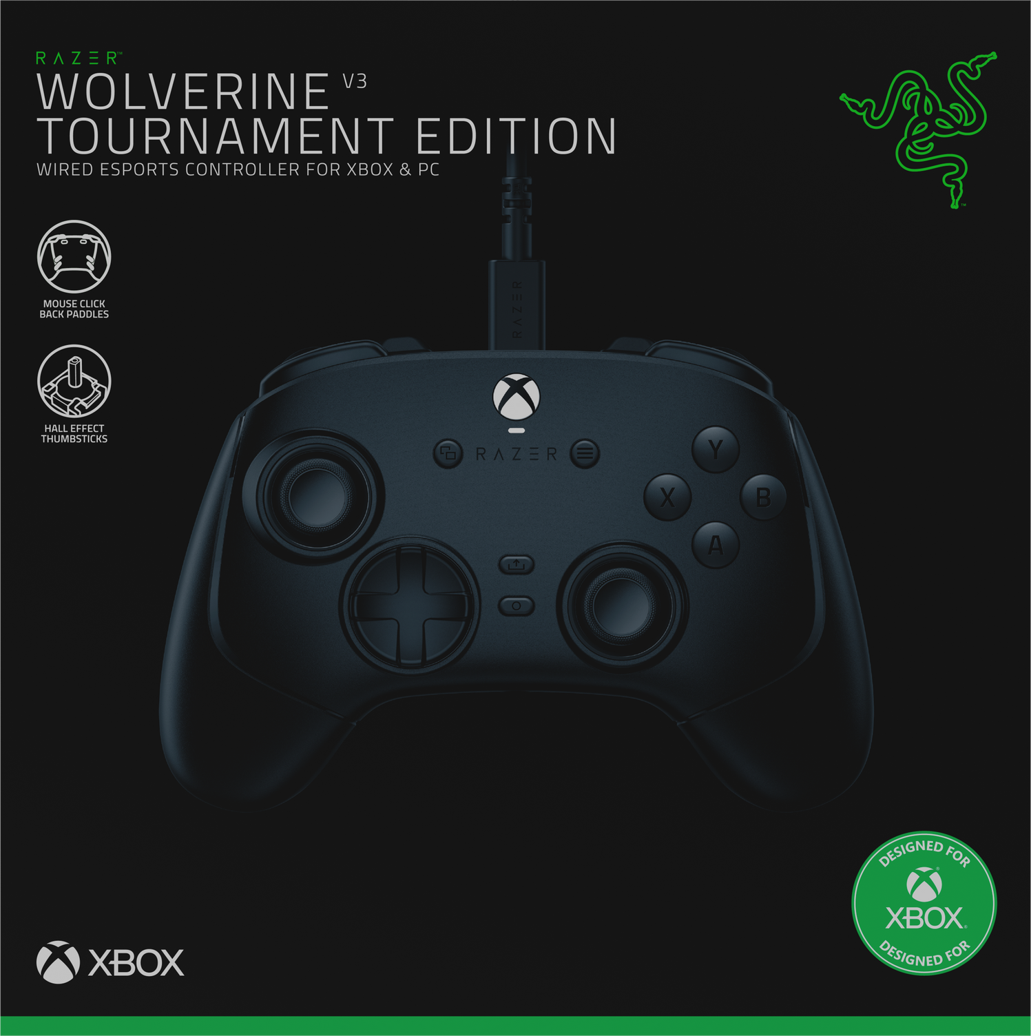 Razer Wolverine V3 Tour. Ed. for Xbox X|S & PC - Black
