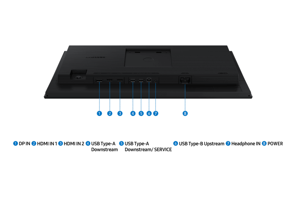 S40GD_014_Detail-Connectivity_Black.png Samsung S4 S40GD 22" FHD IPS Monitor, 100Hz, Pivot, HDMI, USB, Szemkímélő - Image 6