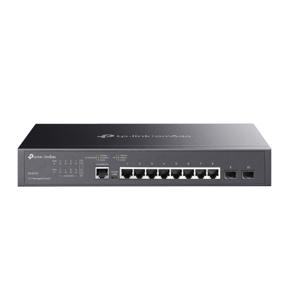 SG3210.jpg TP-LINK Switch 8x1000Mbps + 2xGigabit SFP + 1xkonzol port, Menedzselhető, SG3210 - Image 1