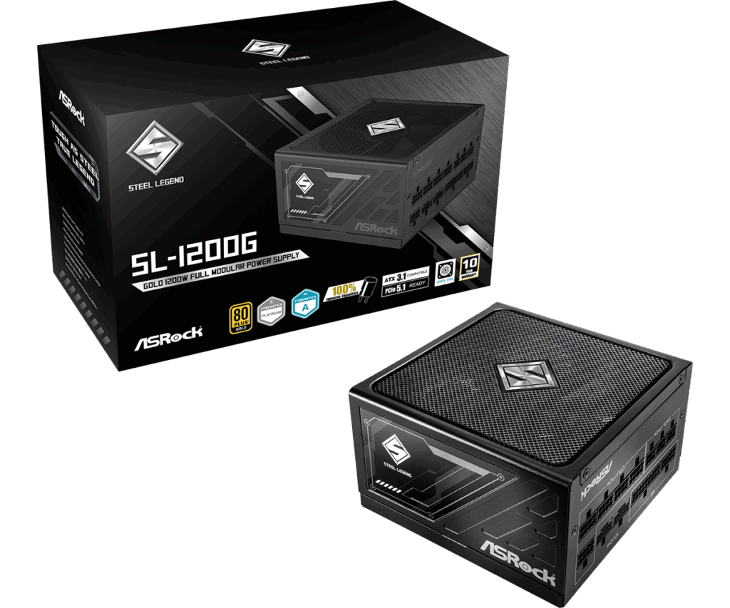 ASRock Steel Legend SL-1200G 1200W 80 PLUS Gold Moduláris Tápegység, fekete - Image 1