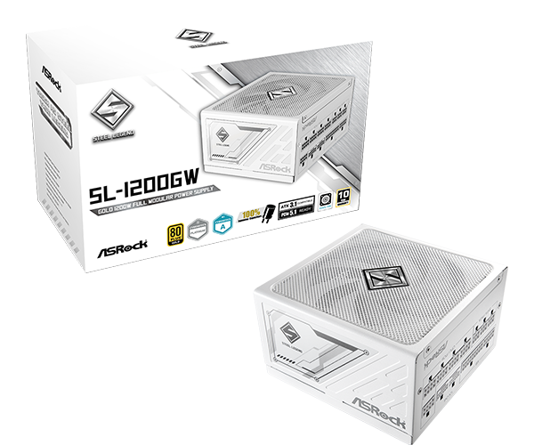 ASRock Steel Legend SL-1200GW 1200W 80 PLUS Gold Moduláris Tápegység, fehér