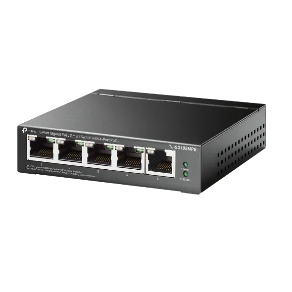 TP-LINK TL-SG105MPE 5-Port Gigabit Easy Smart Switch with 4-Port PoE+