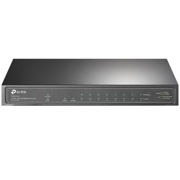 TP-Link Switch  PoE - TL-SG1210P (10 port 1Gbps; 8x at/af PoE port; 63W; 1x SFP)