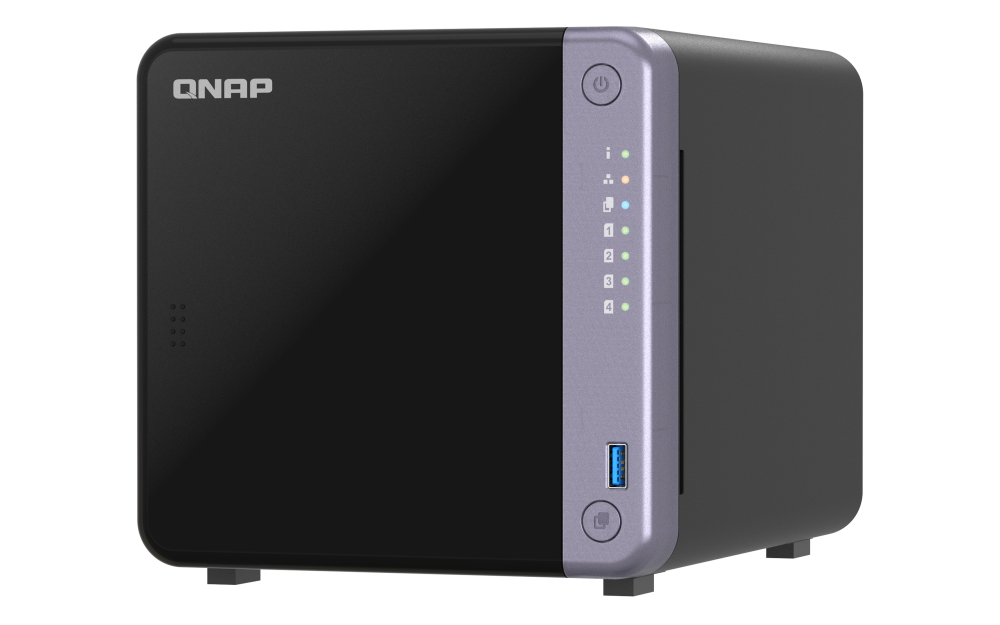 Qnap 4-bay 3.5" desktop NAS, AL524 4C 2.0GHz, 4GB DDR4 RAM (max 16GB), 1 x 10GbE