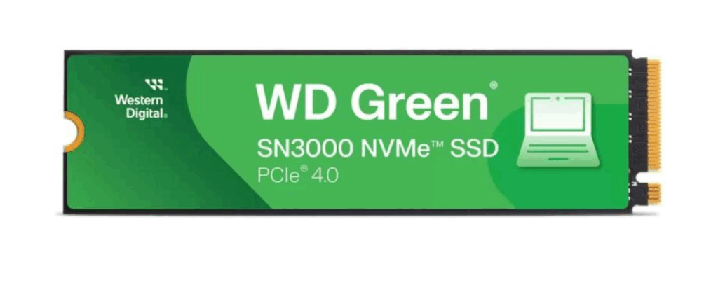 WDS500G4G0E.PNG Western Digital SSD 500GB Green SN3000 NVMe M.2 2280 / M-Key / PCIe 4.0 x4 - Image 1